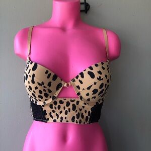 Rachel Roy Rib Cage Leopard Print Lace Bra Date Night 34B
